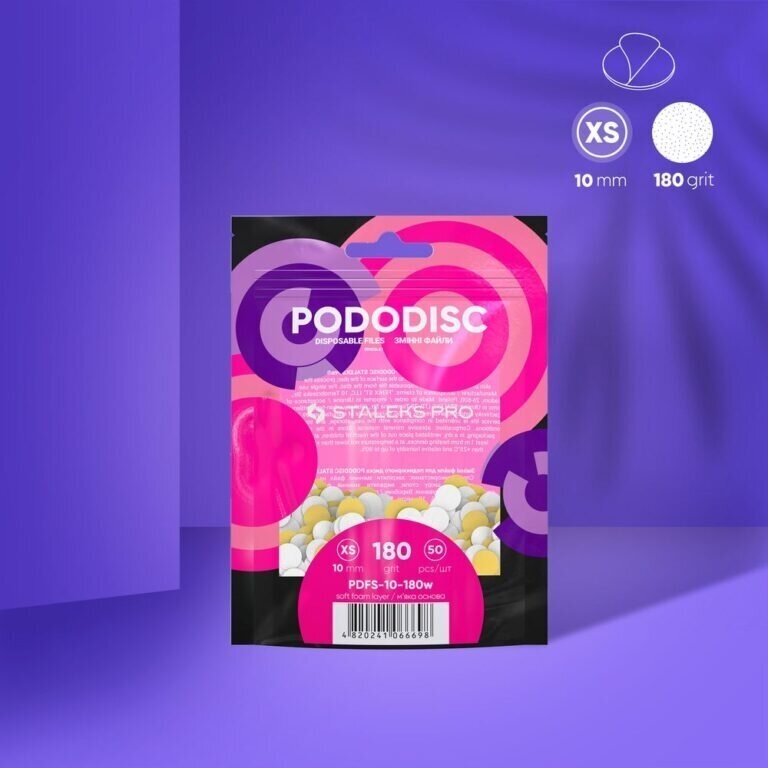 STALEKSСменные абразивные насадки для мягкого поролонового диска PODODISC XS EXPERT, 180 г, 50 шт. 2 STALEKSСменные абразивные насадки для мягкого поролонового диска PODODISC XS EXPERT, 180 г, 50 шт. 2
