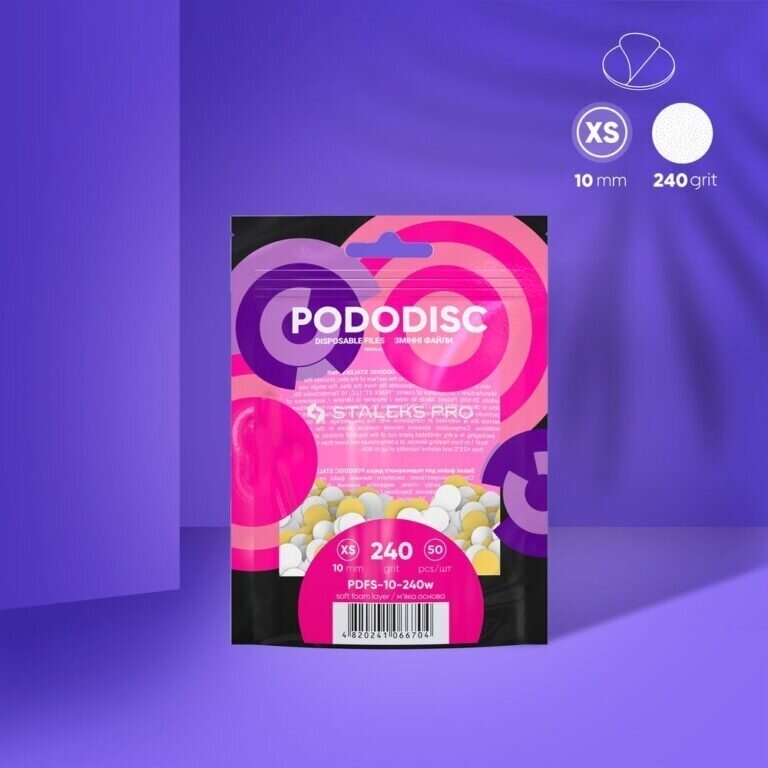 STALEKS Сменные абразивные материалы для мягкого поролонового диска PODODISC XS EXPERT, зернистость 240, 50 шт. 2