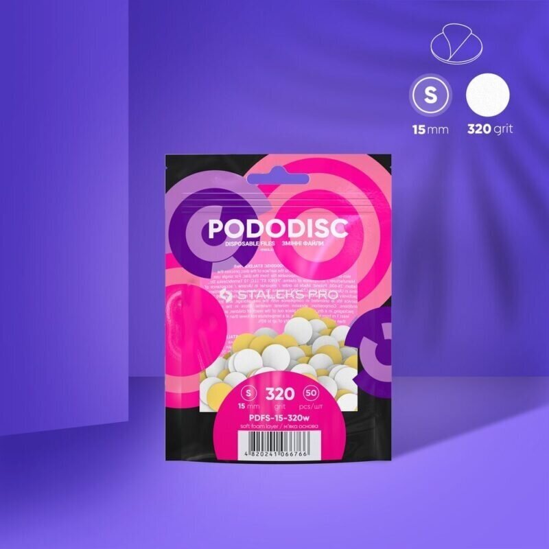 STALEKS Сменные абразивные насадки для мягкого поролонового диска PodoDisc S Expert 320 г, 50 шт. 2 STALEKS Сменные абразивные насадки для мягкого поролонового диска PodoDisc S Expert 320 г, 50 шт. 2