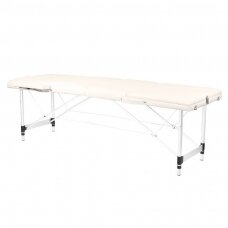 Profesionalus sulankstomas masažo stalas 3 dalių su aliumininio kojelėmis, kreminės spalvos KOMFORT FIZJO 3