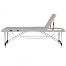 Profesionalus sulankstomas masažo stalas 3 dalių su aliumininio kojelėmis, pilkos spalvos KOMFORT FIZJO 3