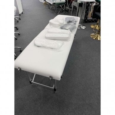 Sudedamas aliuminio masažo stalas COMFORT, 2-jų segmentų, baltas 8