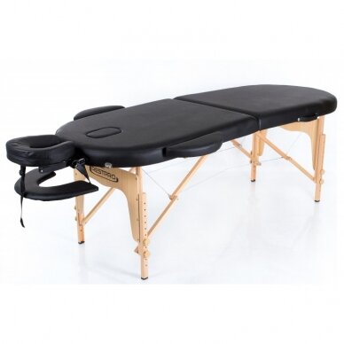 Profesionalus sulankstomas masažo stalas kosmetologams RESTPRO® CLASSIC OVAL 2 BLACK