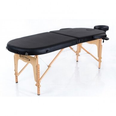 Profesionalus sulankstomas masažo stalas kosmetologams RESTPRO® CLASSIC OVAL 2 BLACK 1