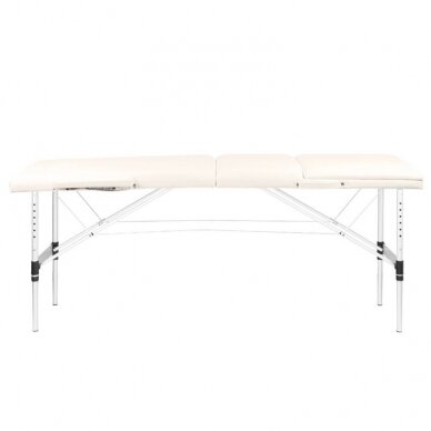 Professional folding massage table 3 parts with aluminum legs, cream color KOMFORT FIZJO 3 1