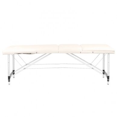 Profesionalus sulankstomas masažo stalas 3 dalių su aliumininio kojelėmis, kreminės spalvos KOMFORT FIZJO 3 2