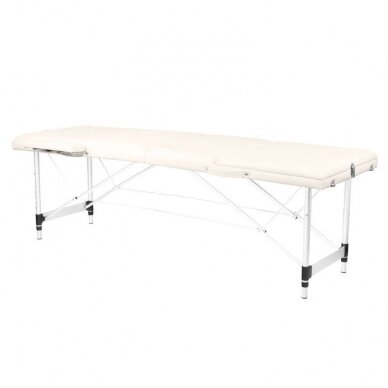 Professional folding massage table 3 parts with aluminum legs, cream color KOMFORT FIZJO 3