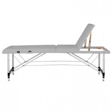 Professional folding massage table 3 parts with aluminum legs, grey color KOMFORT FIZJO 3