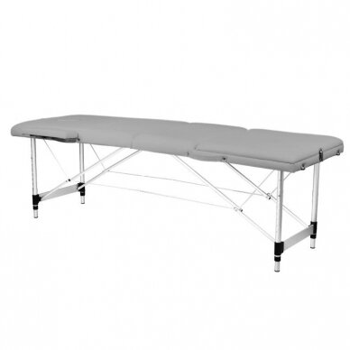 Profesionalus sulankstomas masažo stalas 3 dalių su aliumininio kojelėmis, pilkos spalvos KOMFORT FIZJO 3 1