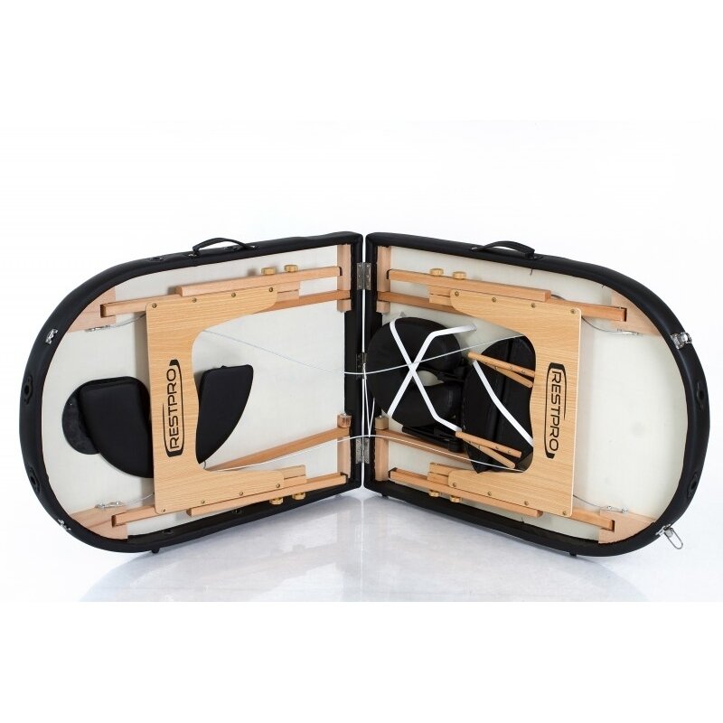 Profesionalus sulankstomas masažo stalas kosmetologams RESTPRO® CLASSIC OVAL 2 BLACK 2 Profesionalus sulankstomas masažo stalas kosmetologams RESTPRO® CLASSIC OVAL 2 BLACK 2