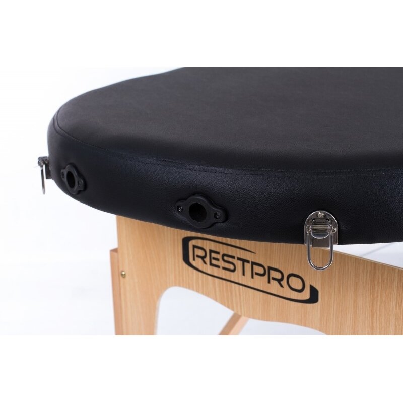 Profesionalus sulankstomas masažo stalas kosmetologams RESTPRO® CLASSIC OVAL 2 BLACK 8
