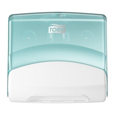 TORK PERFORMANCE Top pack W4 wipe dispenser, turquoise-white TORK PERFORMANCE Top pack W4 wipe dispenser, turquoise-white