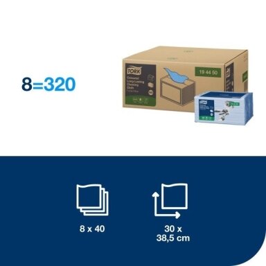 TORK PREMIUM šluostės W8 mėlynos spalvos, 40 vnt TORK PREMIUM šluostės W8 mėlynos spalvos, 40 vnt