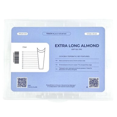TOUCH NAILS nail extension forms EXTRA LONG ALMOND, 240 pcs. TOUCH NAILS nail extension forms EXTRA LONG ALMOND, 240 pcs.