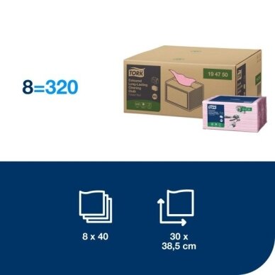 TORK PREMIUM šluostės W8 rožinės spalvos, 40 vnt 1