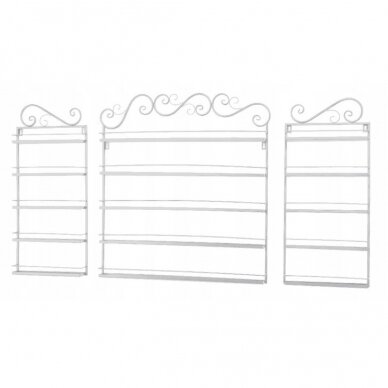Triple metal decorative shelf for storing varnishes, white color 3X