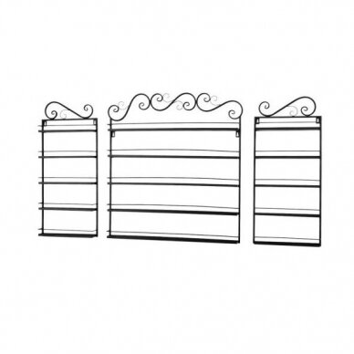 Triple metal decorative shelf for storing varnishes, black color 3X