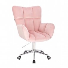 Beauty salon chair with wheels HR650K, pink velor
