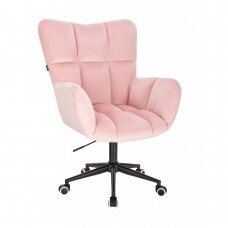 Grožio salono kėdė su ratukais HR650K, rožinis veliūras
