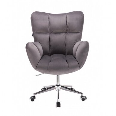 Beauty salon chair with wheels HR650K, graphite velor 1 Beauty salon chair with wheels HR650K, graphite velor 1