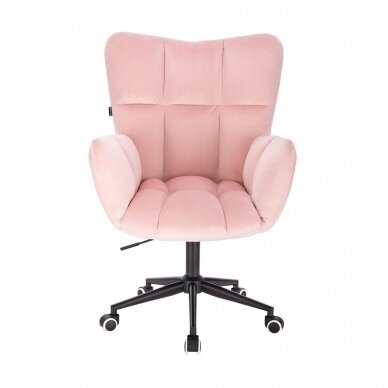 Grožio salono kėdė su ratukais HR650K, rožinis veliūras 1