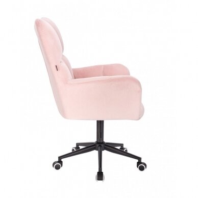 Grožio salono kėdė su ratukais HR650K, rožinis veliūras 2