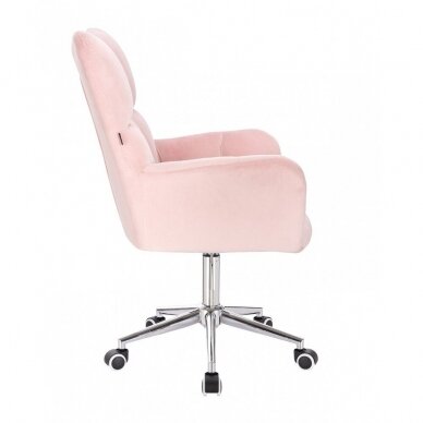 Grožio salono kėdė su ratukais HR650K, rožinis veliūras 3