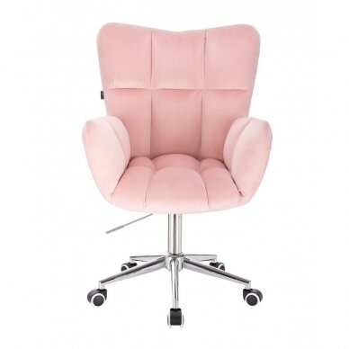 Кресло для мастера красоты на колесиках HR650K, розовый велюр 1