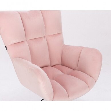 Кресло для мастера красоты на колесиках HR650K, розовый велюр 2
