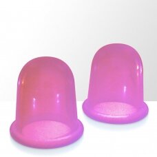Вакуумные силиконовые антицеллюлитные массажные банки, розового цвета