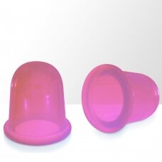 Vacuum silicone anti-cellulite massage cups, pink color