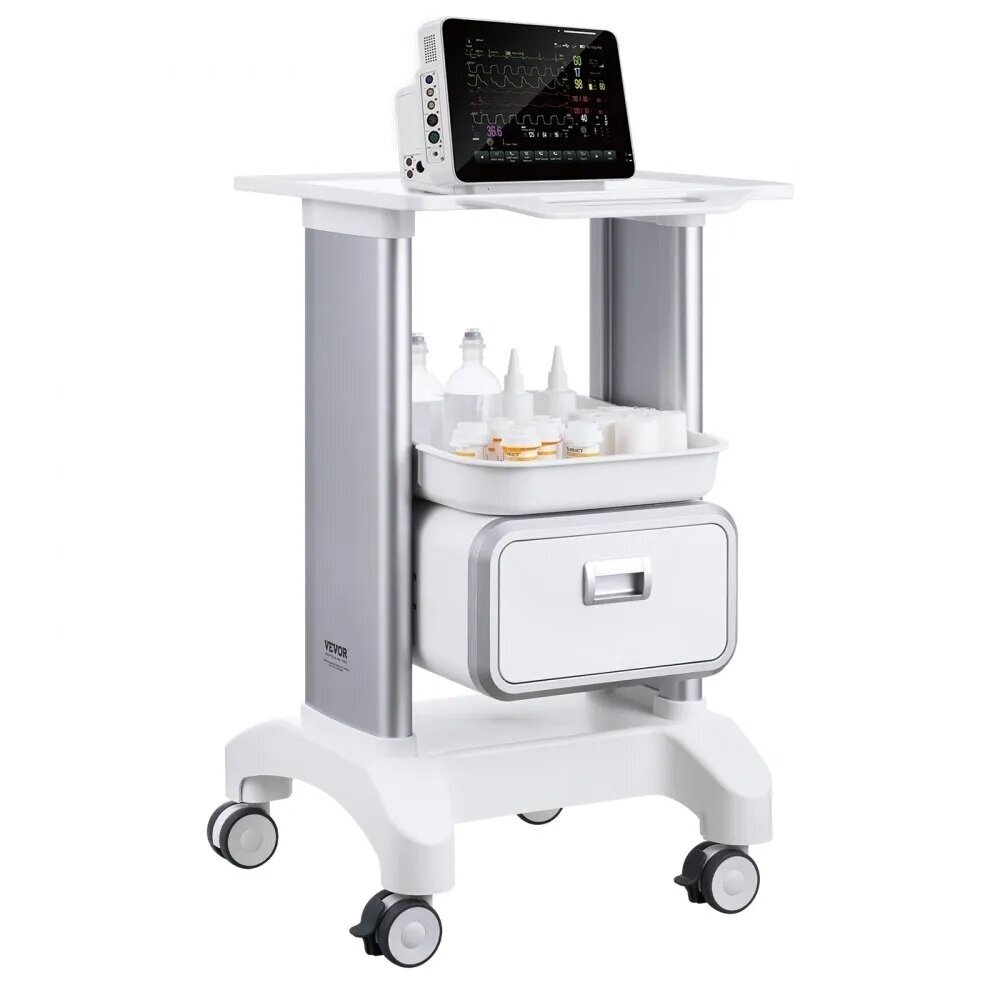 VEVOR medical trolley with 1 drawer, white, Y-1T1C 1 VEVOR medical trolley with 1 drawer, white, Y-1T1C 1