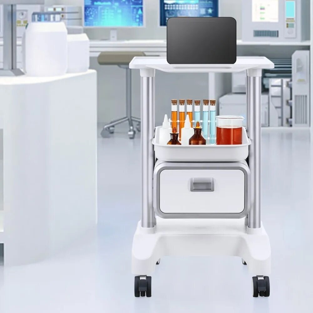 VEVOR medical trolley with 1 drawer, white, Y-1T1C