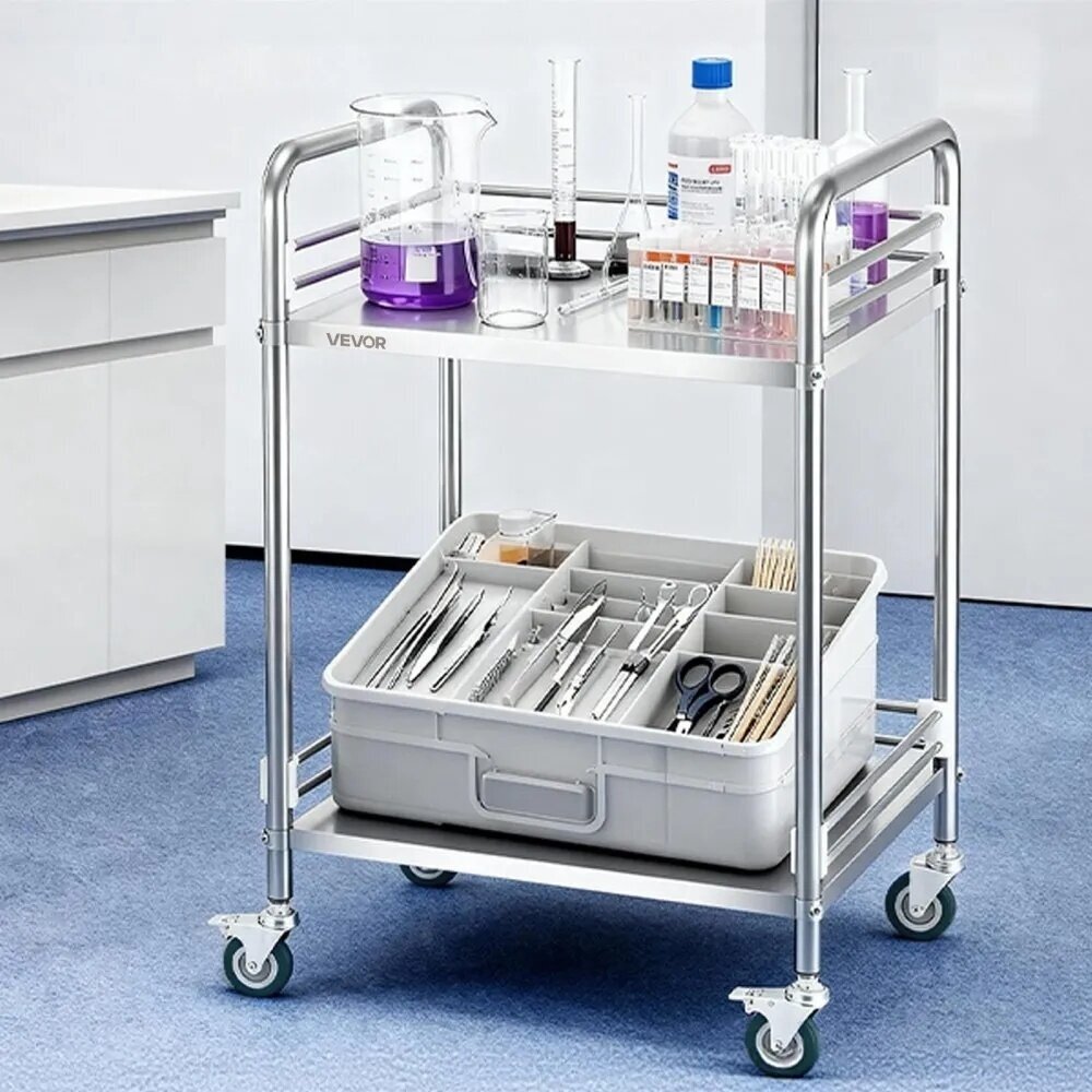VEVOR stainless steel trolley, 2 shelves, K-ST122 1 VEVOR stainless steel trolley, 2 shelves, K-ST122 1
