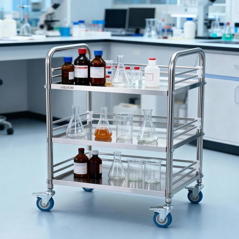 VEVOR stainless steel trolley, 3 shelves, K-ST125 1 VEVOR stainless steel trolley, 3 shelves, K-ST125 1