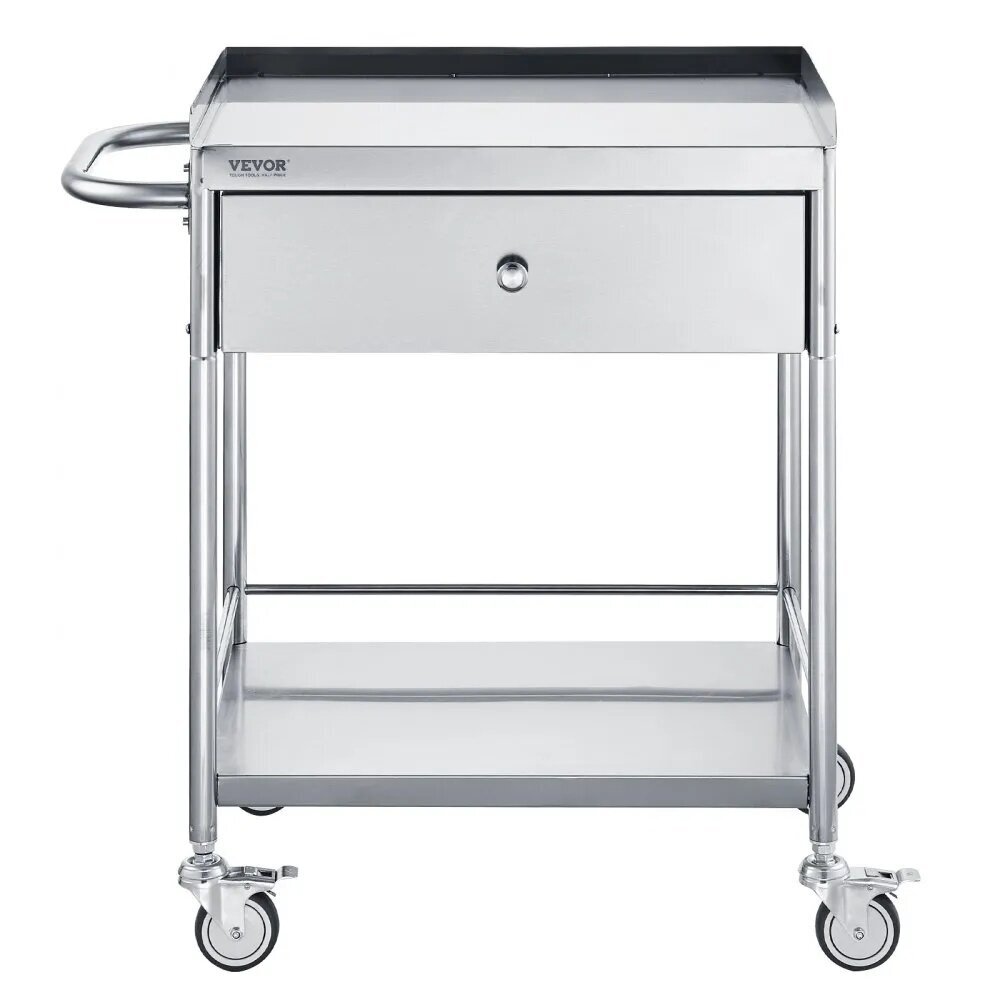 VEVOR stainless steel trolley with drawer, 2 shelves, 141002 2