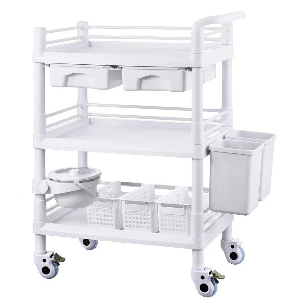 VEVOR procedure trolley with 3 trays and 3 waste bins, K-UT104A1 2