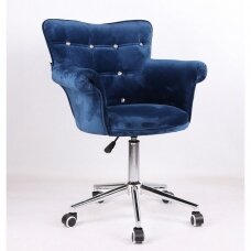 Кресло для салона красоты на колесиках HC804CK, синий велюр