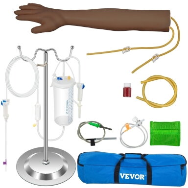Venipunkcijos mokymo rankos rinkinys VEVOR, tamsios odos, 55 cm Venipunkcijos mokymo rankos rinkinys VEVOR, tamsios odos, 55 cm