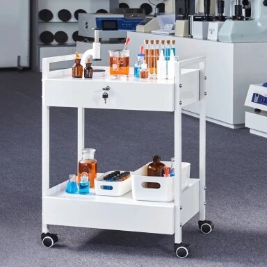 VEVOR white procedure trolley with 2 lockable drawers, K-SH004