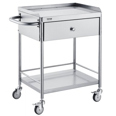 VEVOR stainless steel trolley with drawer, 2 shelves, 141002