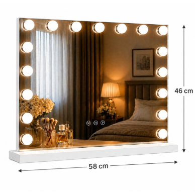 Veidrodis grožio salonams su LED apšvietimu LED HOLLYWOOD 58x46 cm 3 Veidrodis grožio salonams su LED apšvietimu LED HOLLYWOOD 58x46 cm 3
