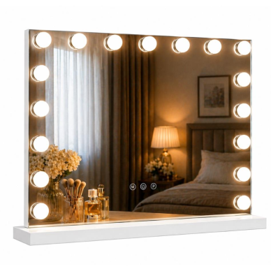 Veidrodis grožio salonams su LED apšvietimu LED HOLLYWOOD 58x46 cm