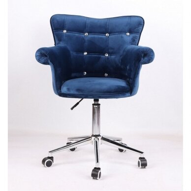 Grožio salono kėdė su ratukais HC804CK, mėlynas veliūras 1