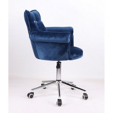 Grožio salono kėdė su ratukais HC804CK, mėlynas veliūras 2