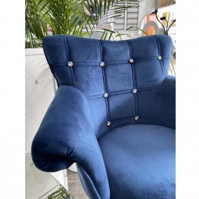 Grožio salono kėdė su ratukais HC804CK, mėlynas veliūras 5