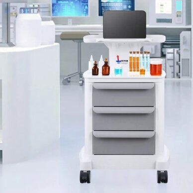 VEVOR medicininis vežimėlis su 3 stalčiais, baltas, FY-1T3C 1