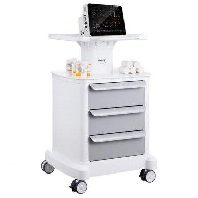 VEVOR medicininis vežimėlis su 3 stalčiais, baltas, FY-1T3C