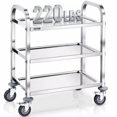 VEVOR stainless steel trolley, 3 shelves, 100203
