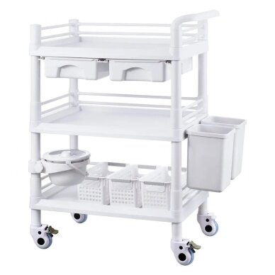 VEVOR procedure trolley with 3 trays and 3 waste bins, K-UT104A1 2